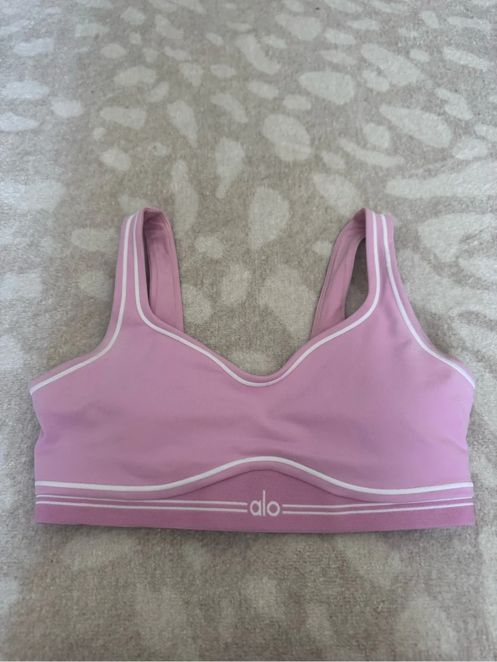 Alo Pink Sports Bra with White Trim